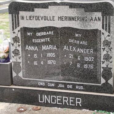 UNGERER Alexander 1902-1976 &amp; Anna Maria 1905-1970