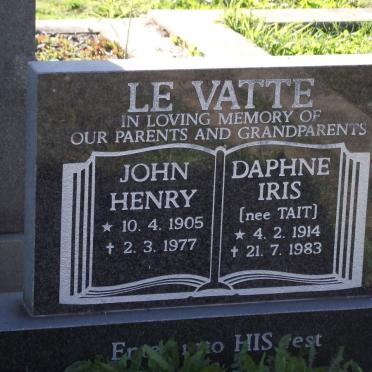 VATTE John Henry, le 1905-1977 &amp; Daphne Iris TAIT 1914-1983