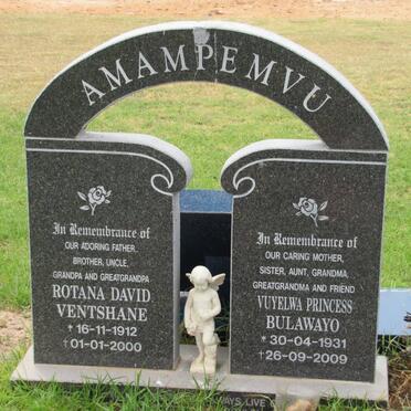 VENTSHANE Rotana David 1912-2000 :: BULAWAYO Vuyelwa Princess 1931-2009