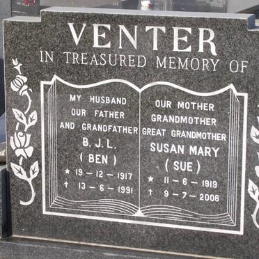 VENTER Bernardus Jacobus Lodewikus 1917-1991 &amp; Susan Mary 1919-2008