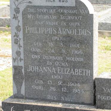 VENTER Philippus Arnoldus 1901-1966 &amp; Johanna Elizabeth 1904-1984