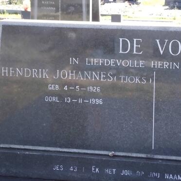 VOS Hendrik Johannes, de 1926-1996