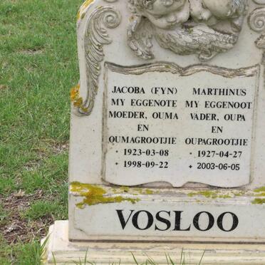 VOSLOO Jacoba 1923-1998 &amp; Marthinus Jacobus 1927-2003