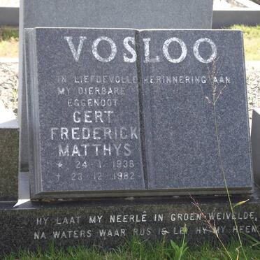 VOSLOO Gert Frederick Matthys 1938-1982