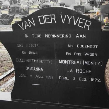 VYVER Elizabeth Susanna, van der 1902-1993 &amp; Montreal La Roche 1904-1972