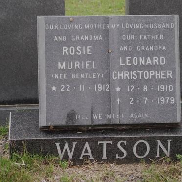 WATSON Leonard Christopher 1910-1979 &amp; Rosie Muriel BENTLEY 1912-1994