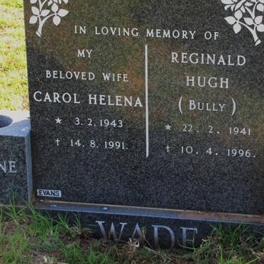 WADE Reginald Hugh 1941-1996 &amp; Carol Helena 1943-1991