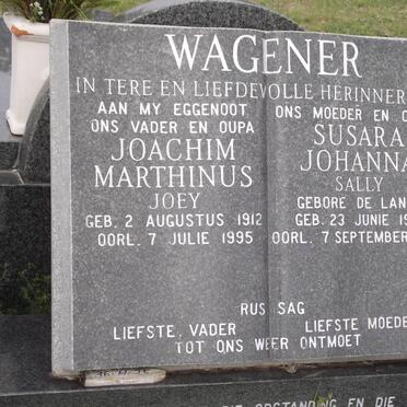 WAGENER Joachim Marthinus 1912-1995 &amp; Susara Johanna DE LANGE 1912-1997