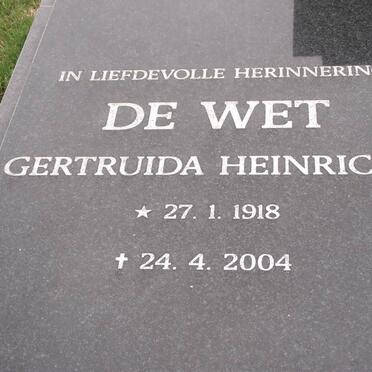WET Gertruida Heinricha, de 1918-2004
