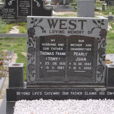 WEST Thomas Frank 1935-1987 &amp; Pearly Joan 1942-2003