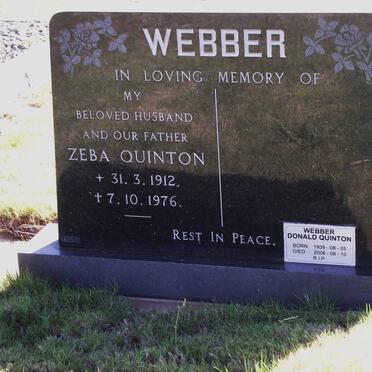 WEBBER Zeba Quinton 1912-1976 &amp; Donald Quinton 1939-2009