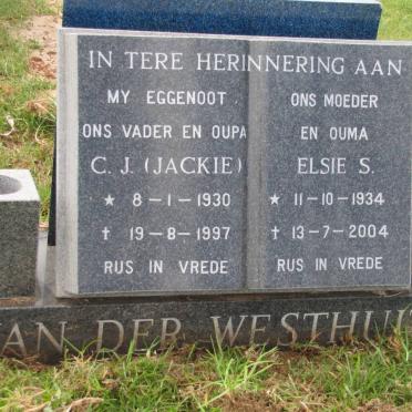 WESTHUIZEN C.J., van der 1930-1997 &amp; Elsie Sophia 1934-2004