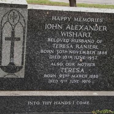 WISHART John Alexander 1888-1957 &amp; Teresa Ranieri 1888-1976