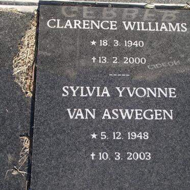 WILLIAMS Clarence 1940-2000 :: ASWEGEN Sylvia Yvonne, van 1948-2003