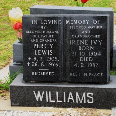 WILLIAMS Percy Lewis 1909-1976 &amp; Irene Ivy 1904-1987