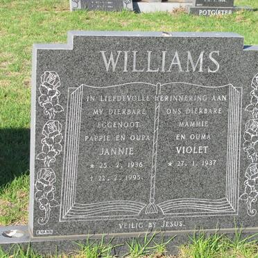 WILLIAMS Jan Williams 1936-1995 &amp; Violet 1937-