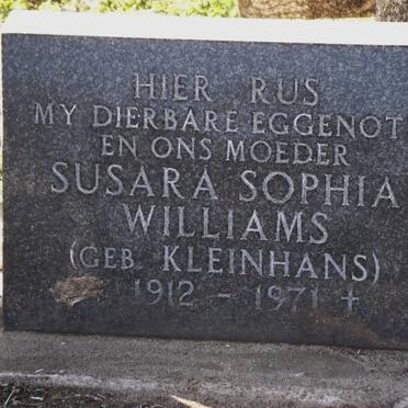 WILLIAMS Susara Sophia nee KLEINHANS 1912-1971