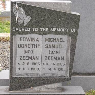 ZEEMAN Edwina Dorothy 1905-1980 &amp; Michael Samuel 1905-1981
