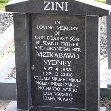 ZINI Mzikabawo Sydney 1958-2006