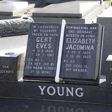 YOUNG Gert Eves 1924-1982 &amp; Elizabeth Jacomina 1926-1986