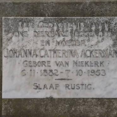 ACKERMANN Johanna Catherina nee VAN NIEKERK 1882-1953