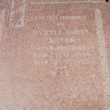 ACTON Myrtle Isobel nee NESEMAN 1894-1942