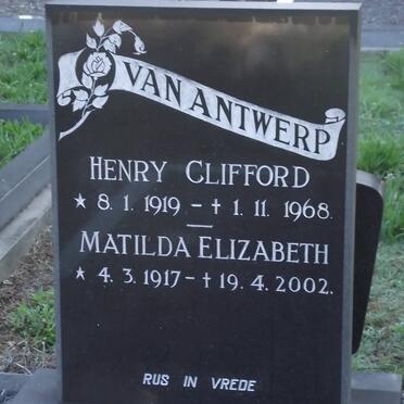ANTWERP Henry Clifford, van 1919-1968 &amp; Matilda Elizabeth 1917-2002