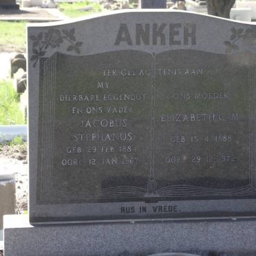 ANKER Jacobus Stephanus 1884-1967 &amp; Elizabeth C.M. 1888-1972