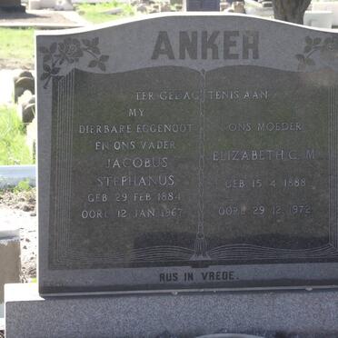 ANKER Jacobus Stephanus 1884-1967 &amp; Elizabeth C.M. 1888-1972