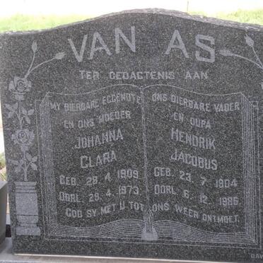 AS Hendrik Jacobus, van 1904-1986 &amp; Johanna Clara 1909-1973
