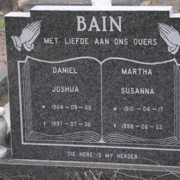 BAIN Daniel Joshua 1904-1997 &amp; Martha Susanna 1910-1998
