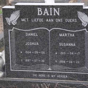 BAIN Daniel Joshua 1904-1997 &amp; Martha Susanna 1910-1998