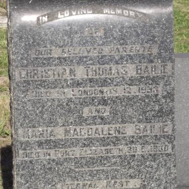 BAILIE Christian Thomas -1950 &amp; Maria Magdalene -1980