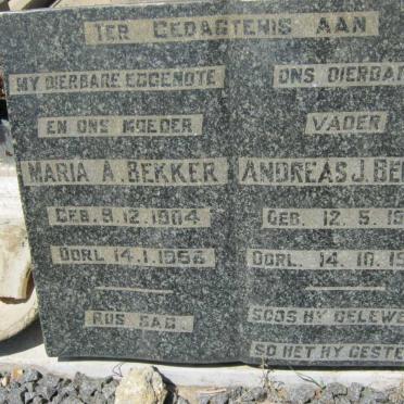 BEKKER Andreas J. 1904-196? &amp; Maria A. 1904-1958