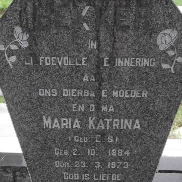 BEKKER Maria Katrina nee ELS 1884-1973