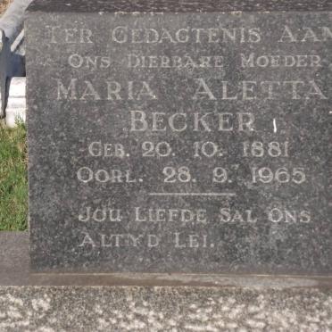 BECKER Maria Aletta 1881-1965