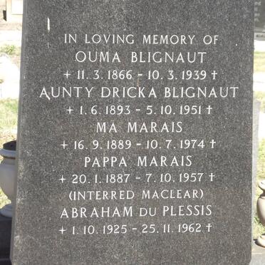 BLIGNAUT :: MARAIS :: PLESSIS, du