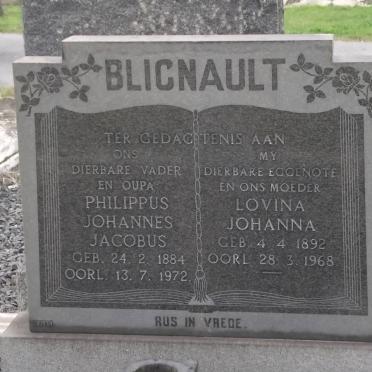 BLIGNAULT Philippus Johannes Jacobus 1884-1972 &amp; Lovina Johanna 1892-1968
