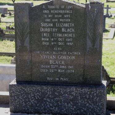 BLACK Vivian Gordon 1911-1974 &amp; Susan Elizabeth Dorothy TERBLANCHE 1915-1957