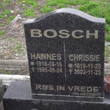 BOSCH Hannes 1916-1995 &amp; Chrissie 1919-2002