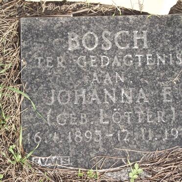 BOSCH Johanna E. nee LOTTER 1895-1973
