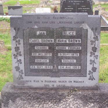 BROWN Jan Carel 1873-1949 &amp; Alice Maria COOMANS 1875-1963