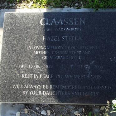 CLAASSEN Hazel Stella nee WADSWORTH 1929-2009