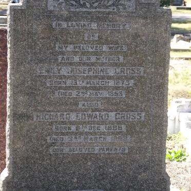 CROSS Richard Edward 1855-1958 &amp; Emily Josephine 1873-1953