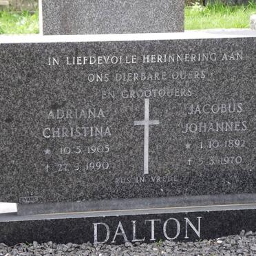 DALTON Jacobus Johannes 1892-1970 &amp; Adriana Christina 1905-1990