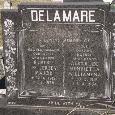 DELAMERE Rupert De Jersey Major 1912-1978 &amp; Gertrude Henrietta Williamena 1915-1984