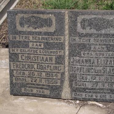 DORFLING Christiaan Frederik 1904-1956 &amp; Johanna Elizabeth SLABBERT 1906-1978