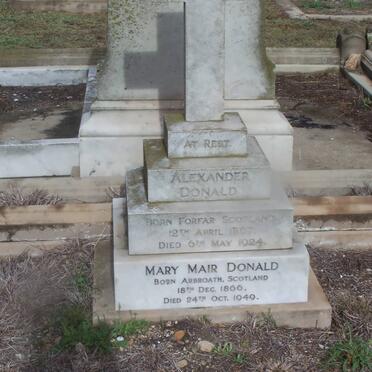 DONALD Alexander 1867-1924 &amp; Mary Mair 1866-1949
