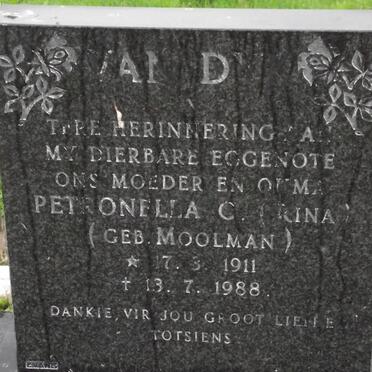 DYK Petronella Cathrina, van nee MOOLMAN 1911-1988