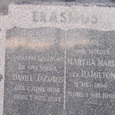 ERASMUS Daniel Jacobus 1892-1957 &amp; Martha Maria HAMILTON 1896-1961
